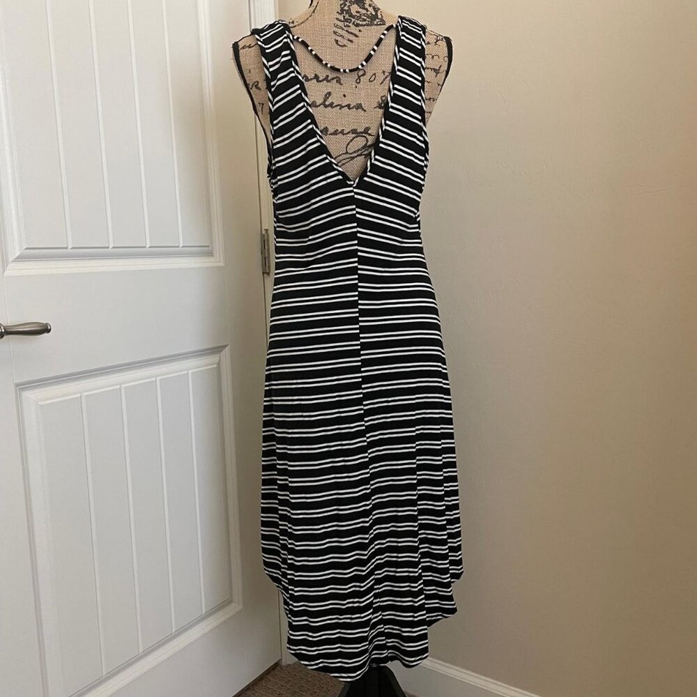 White Striped High Low Dress __y